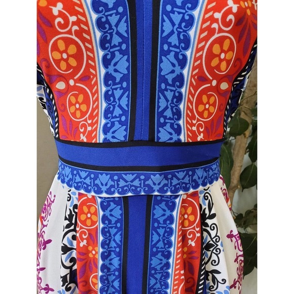 Studio One Women's Multicolor Polyester V-Neck Sleeveless Knee Length Dress PS - Picture 3 of 10